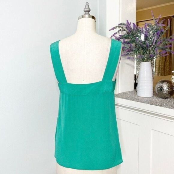 Banana Republic Silk Pleated Tank Top Green Blouse 6 Small - Picture 5 of 9